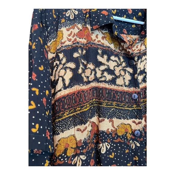 Womens Boho Bohemian Blouse Shirt Top Cottage Indie Retro Festival Hippie L - Picture 3 of 5